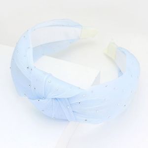 Blue Sheer Rhinestone Knot Headband Hair Bling Cute Sparkle Crystal Trim
